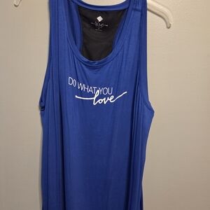 LuLaRoe Blue Tank Top with Motivational Print